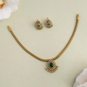 SN006 Green Stoned Necklace