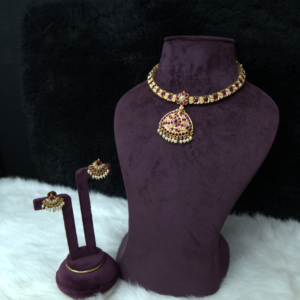 AD 016 Red & pearls Addige With Earrings