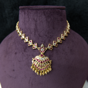 SH 045 Red & White Stone Necklace