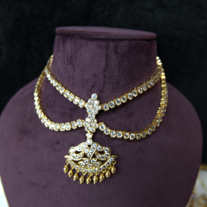 SH 049 Double line White Stone Necklace